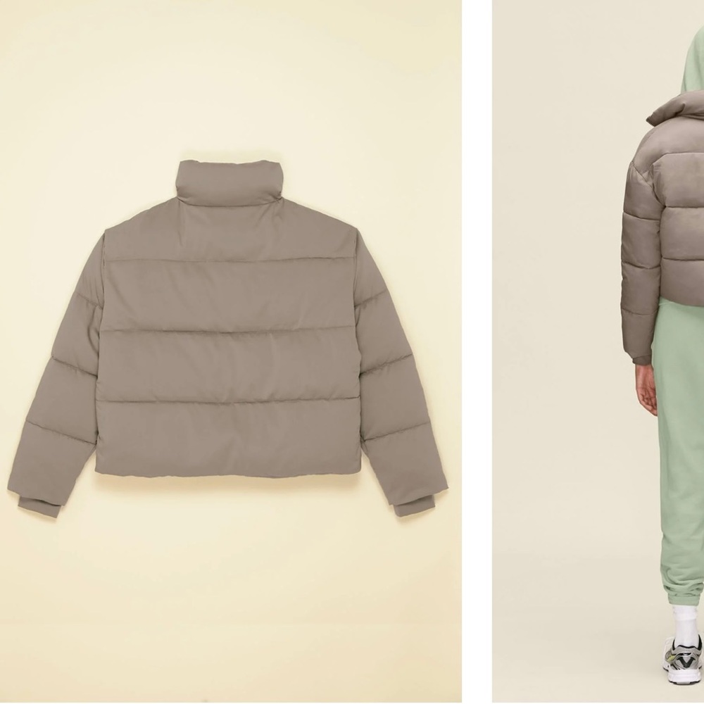 Girlfriend Collective Cropped Puffer in Limestone